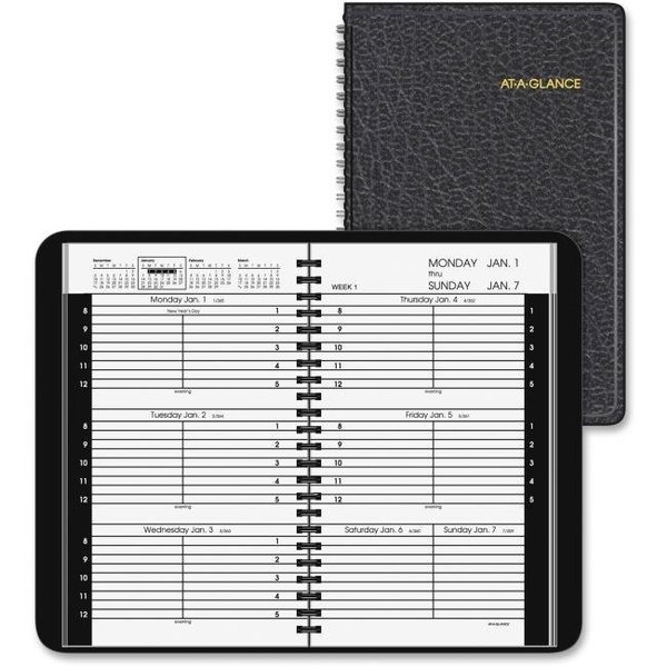 At-A-Glance At A Glance AAG7007505 5 x 8 in. Weekly Leather Appointment Book - Black AAG7007505